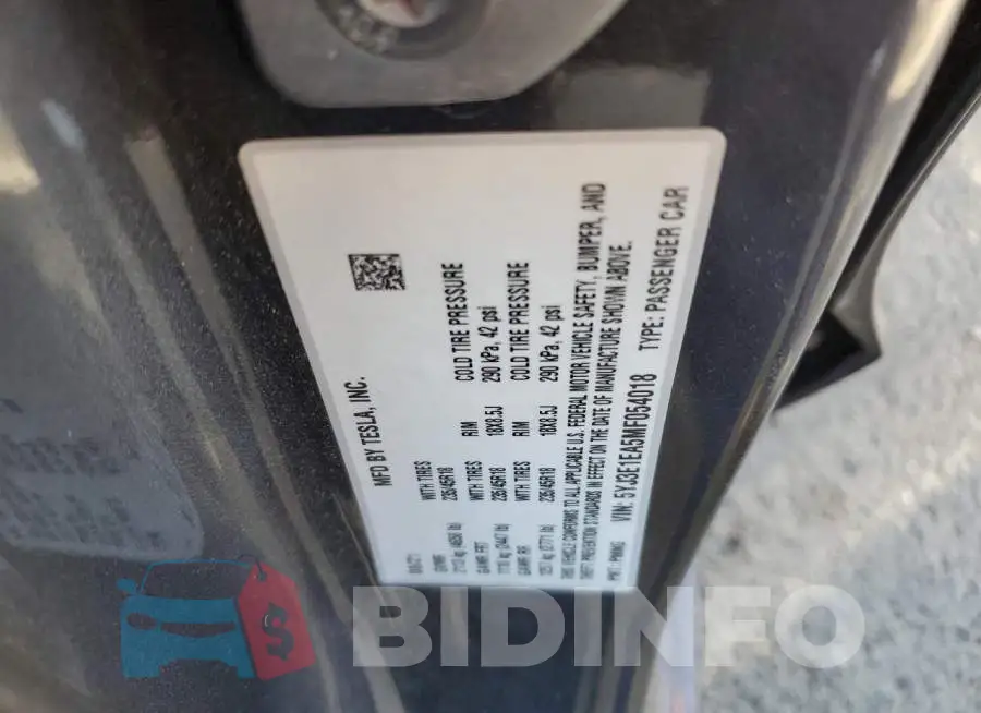 5YJ3E1EA5MF054018 Photo# 10
