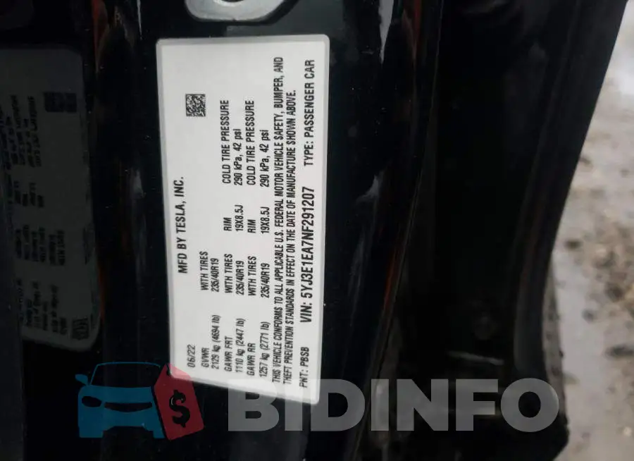 5YJ3E1EA7NF291207 Photo# 12