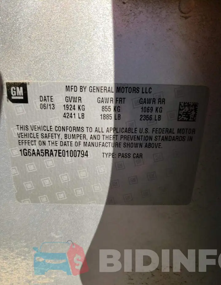 1G6AA5RA7E0100794 Photo# 12