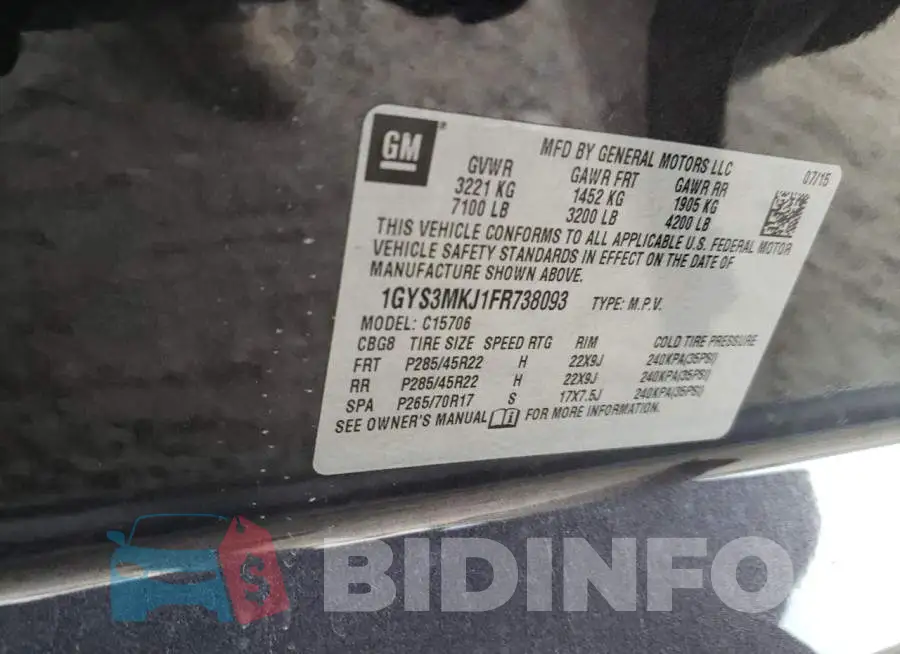 1GYS3MKJ1FR738093 Photo# 13