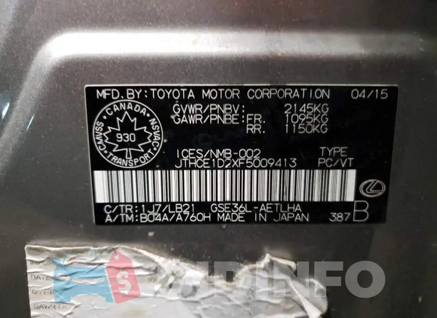 JTHCE1D2XF5009413 Photo# 12
