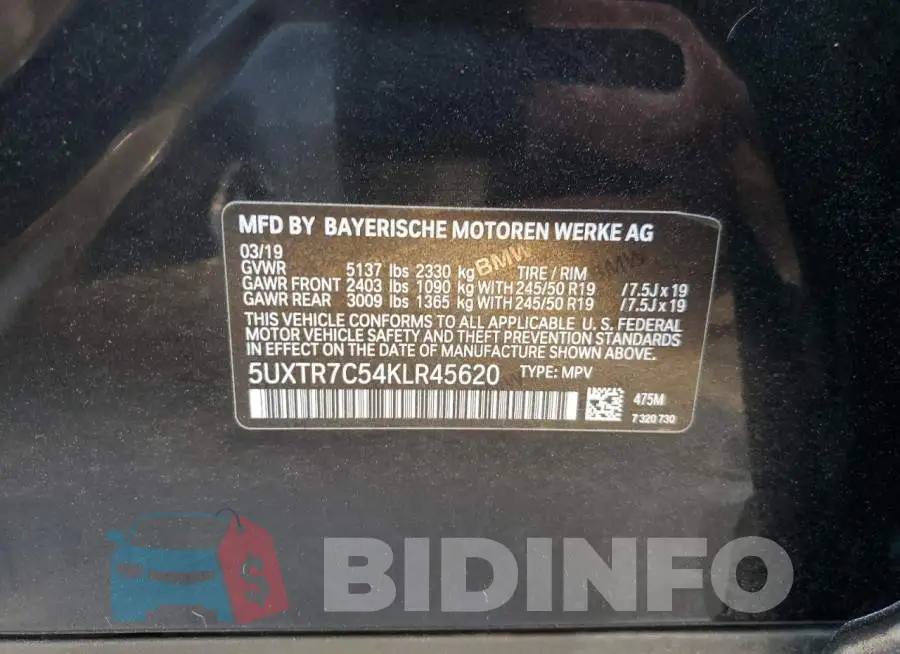 5UXTR7C54KLR45245 Photo# 12