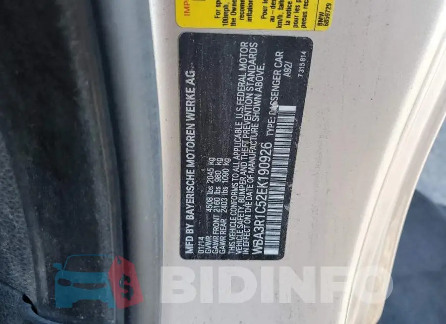 WBA3R1C52EK190926 Photo# 13