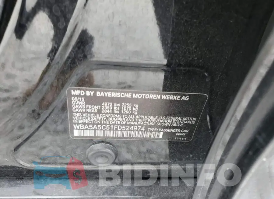 WBA5A5C51FD524974 Photo# 10