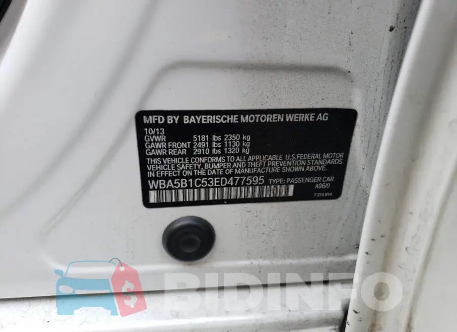 WBA5B1C53ED477595 Photo# 12