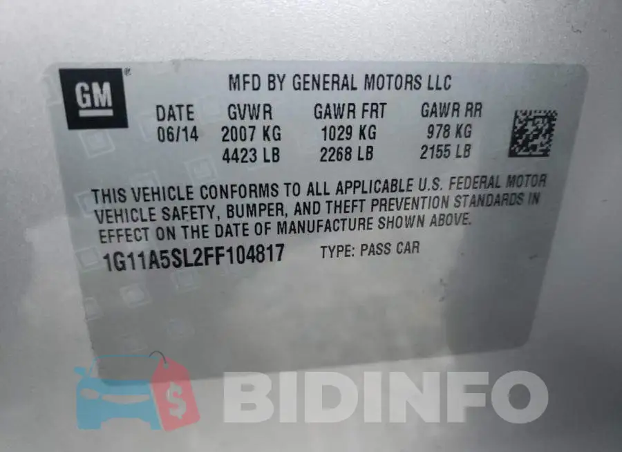 1G11A5SL2FF104817 Photo# 12