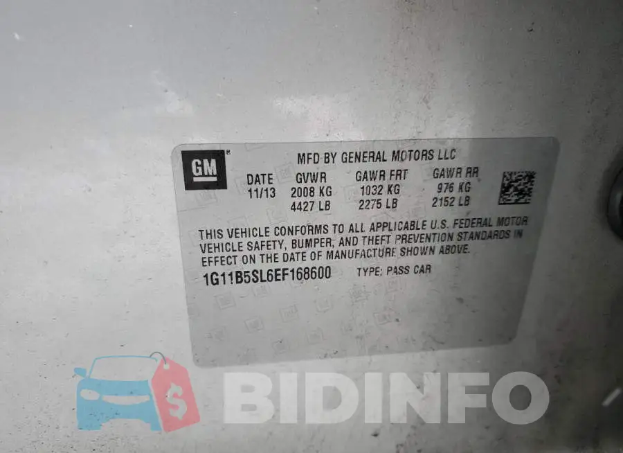 1G11B5SL6EF168600 Photo# 12
