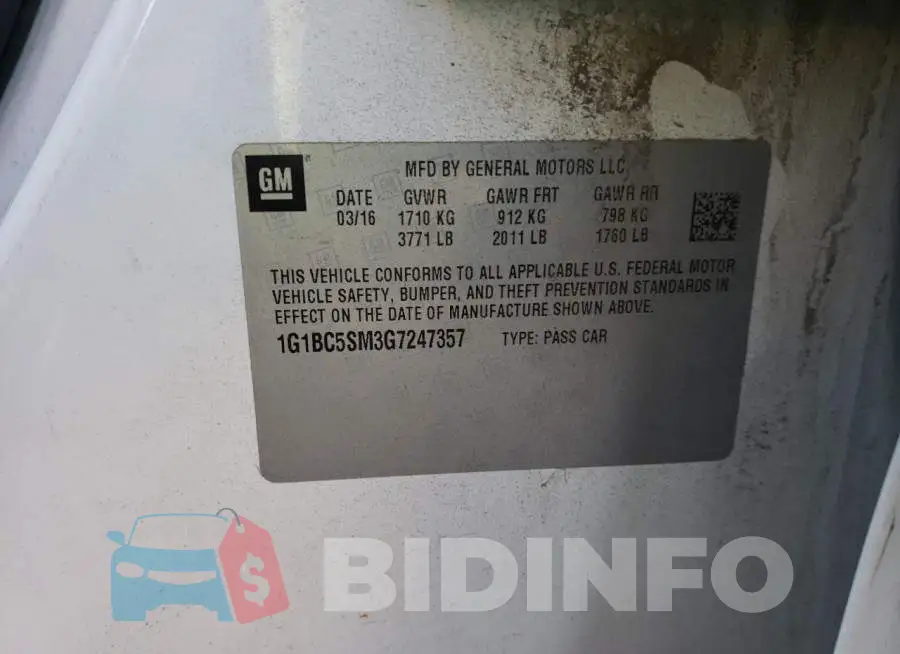 1G1BC5SM3G7247357 Photo# 12