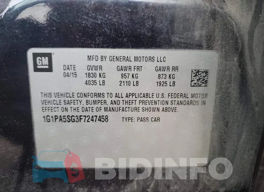 1G1PA5SG3F7247458 Photo# 12
