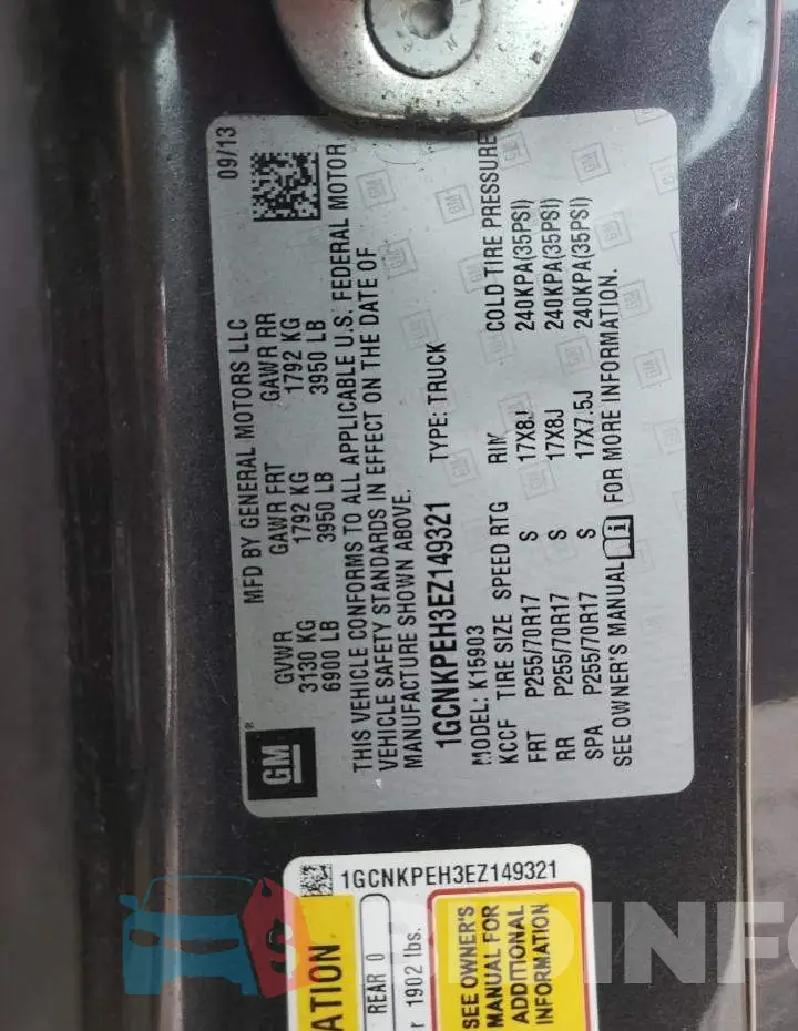 1GCNKPEH3EZ149321 Photo# 12