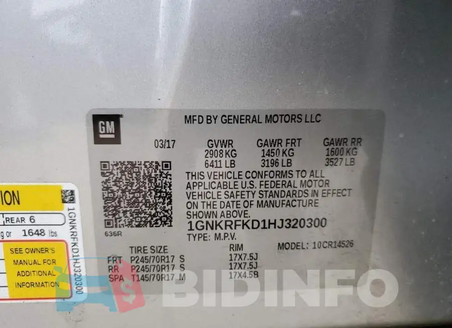 1GNKRFKD1HJ320300 Photo# 10