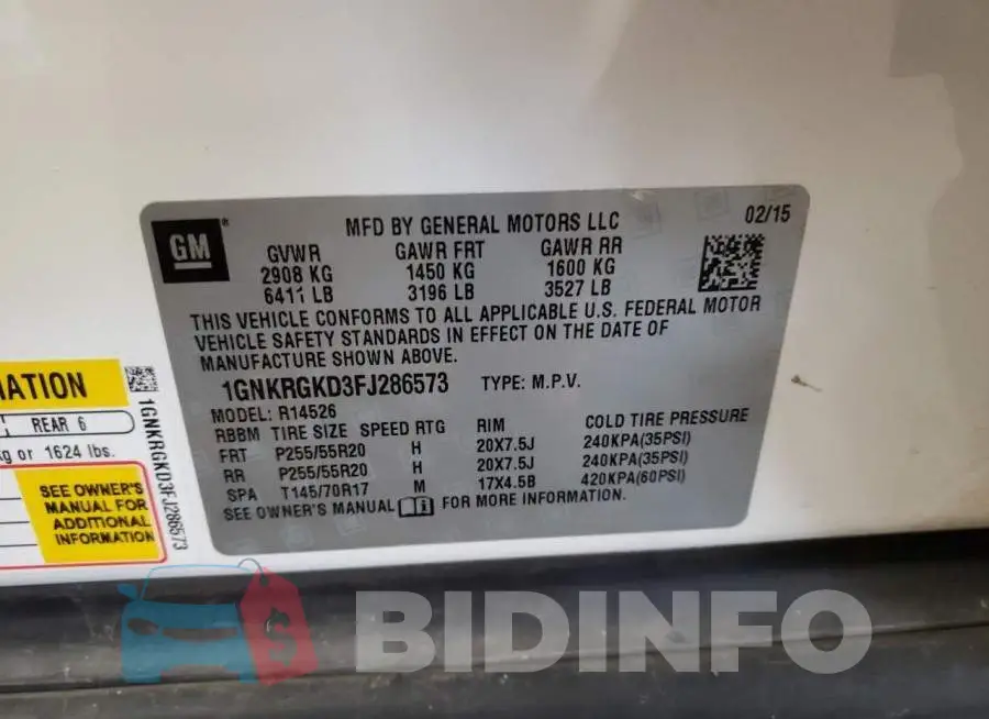 1GNKRGKD3FJ286573 Photo# 10