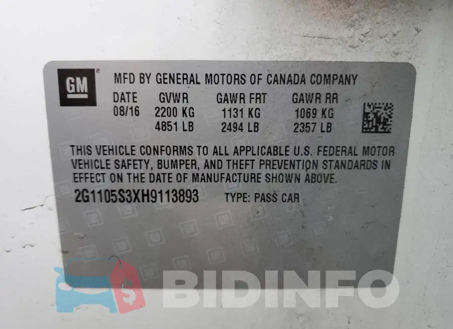 2G1105S3XH9113893 Photo# 13