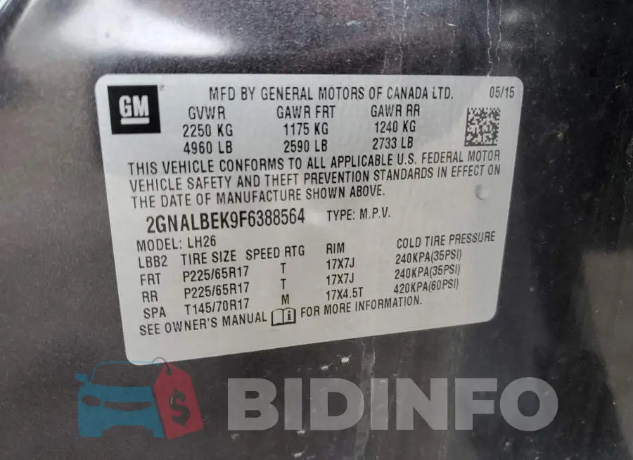 2GNALBEK9F6388564 Photo# 10