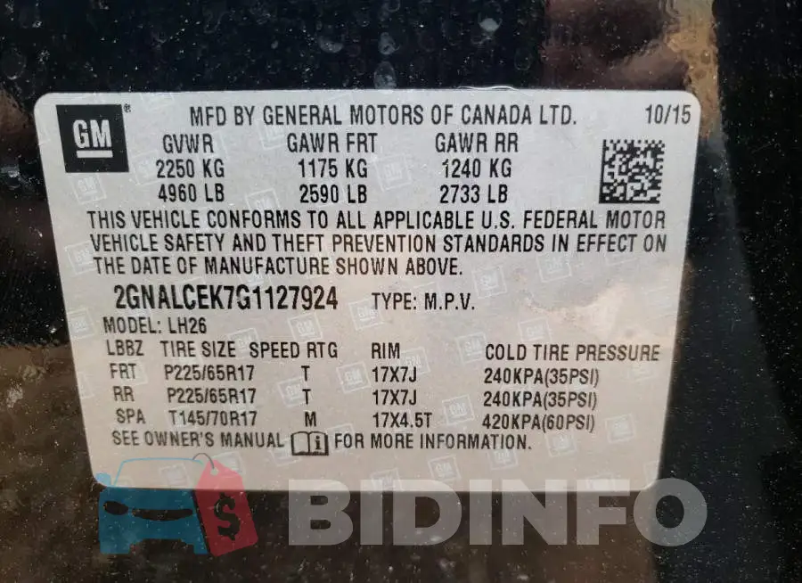 2GNALCEK7G1127924 Photo# 10