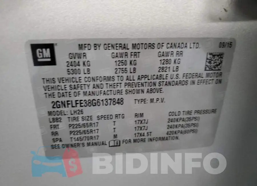 2GNFLFE38G6137848 Photo# 13