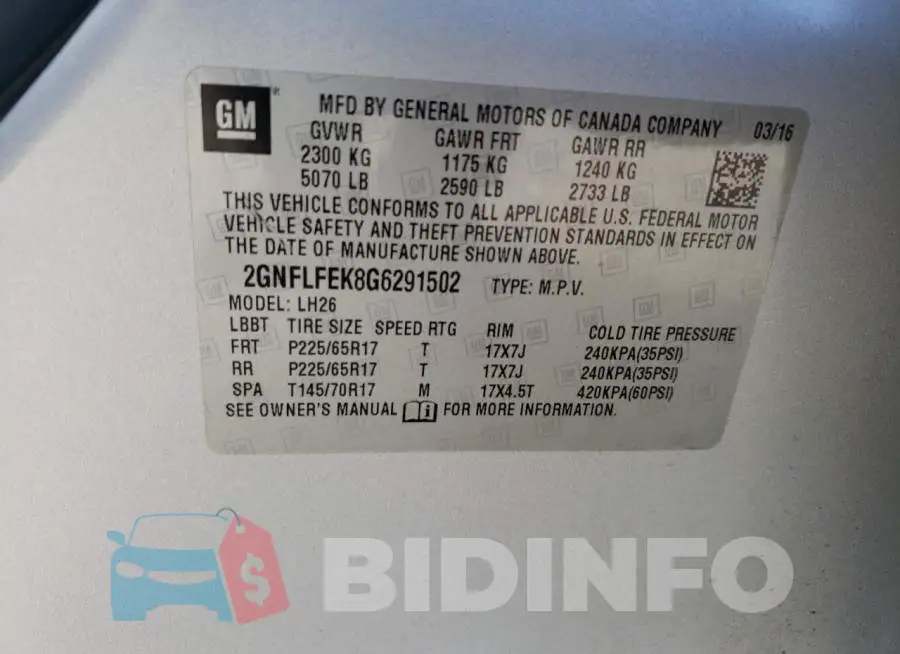 2GNFLFEK8G6291502 Photo# 13