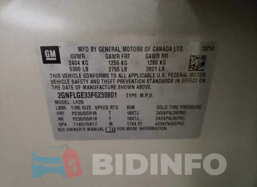 2GNFLGE33F6230801 Photo# 13