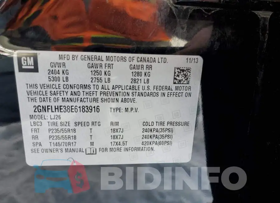 2GNFLHE38E6183916 Photo# 12
