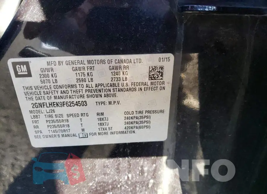 2GNFLHEK9F6254503 Photo# 14