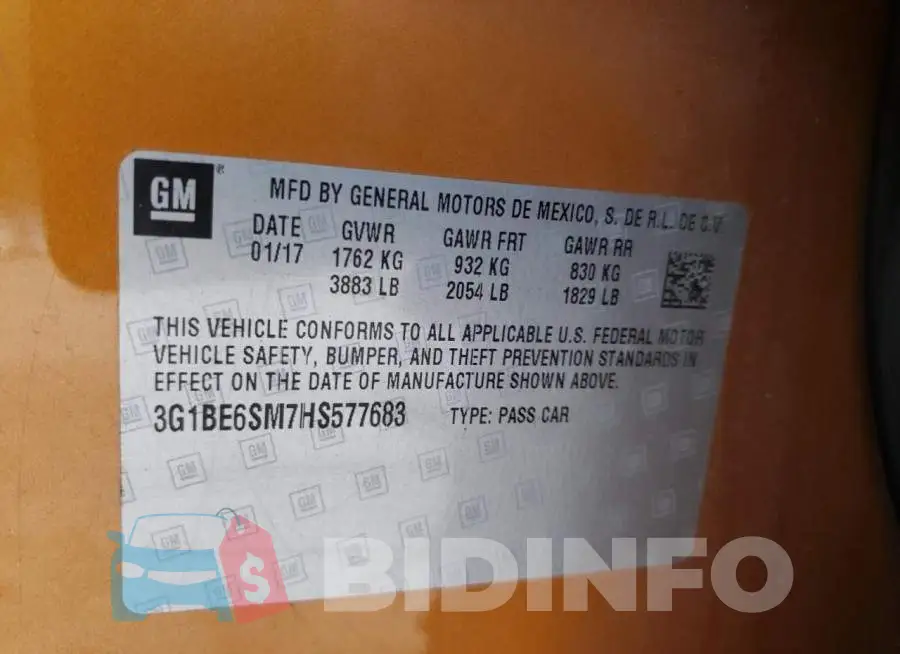 3G1BE6SM7HS577683 Photo# 13