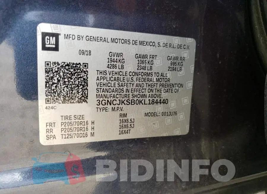 3GNCJKSB0KL184440 Photo# 13