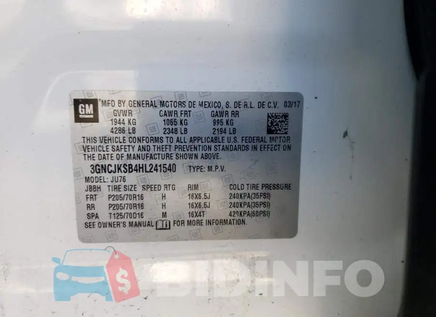 3GNCJKSB4HL241540 Photo# 12