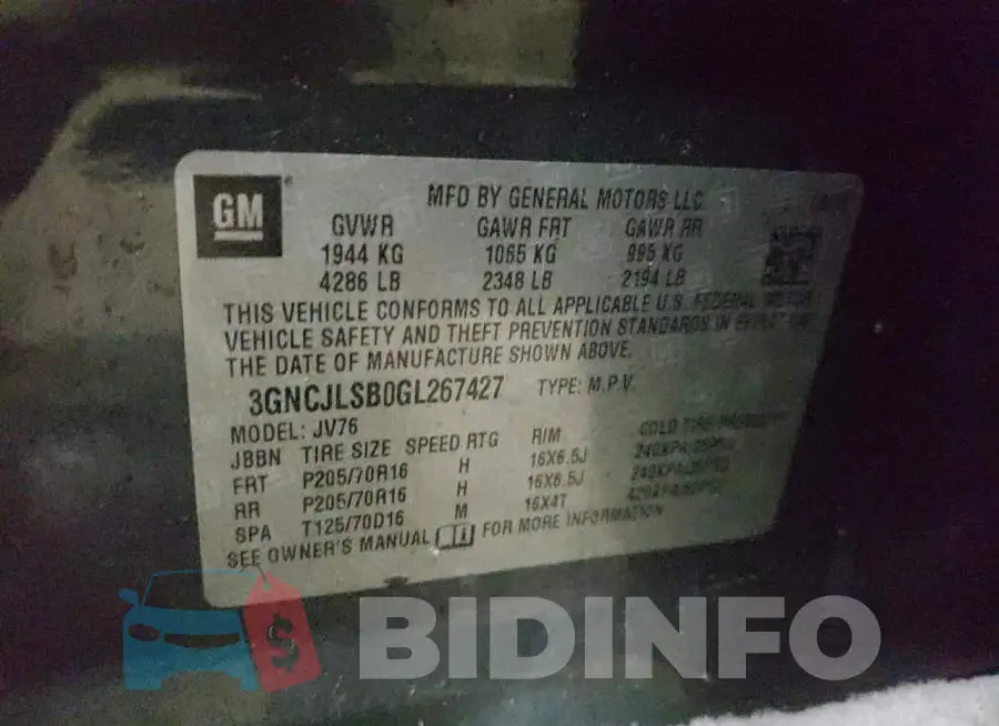 3GNCJLSB0GL267427 Photo# 13