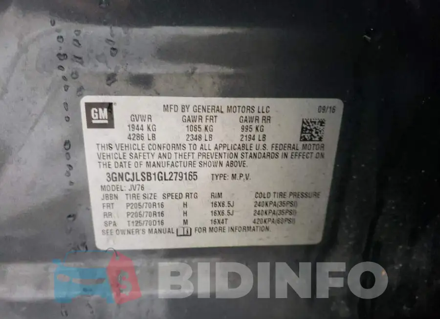 3GNCJLSB1GL279165 Photo# 12