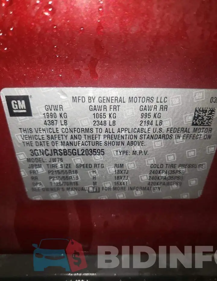 3GNCJRSB5GL203595 Photo# 12