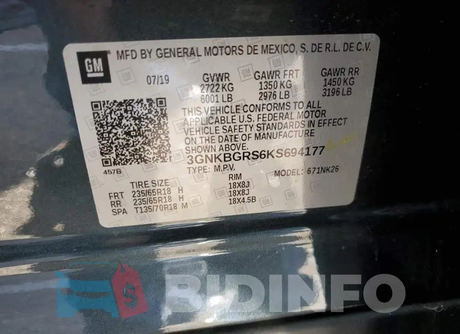 3GNKBGRS6KS694177 Photo# 13