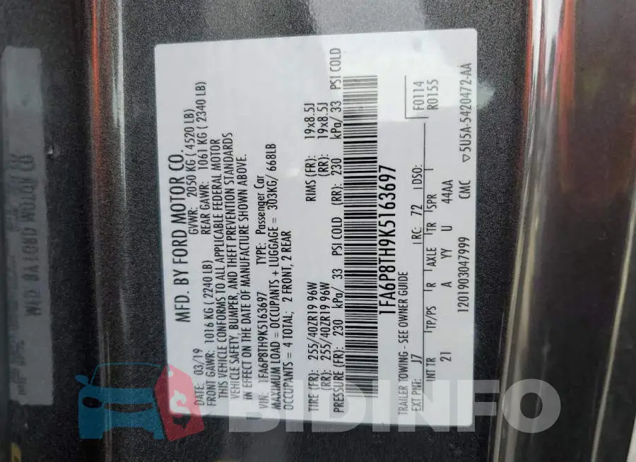 1FA6P8TH9K5163697 Photo# 13