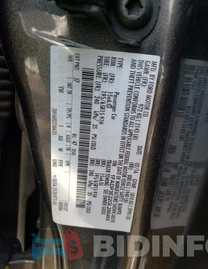1FADP3E22GL288465 Photo# 12