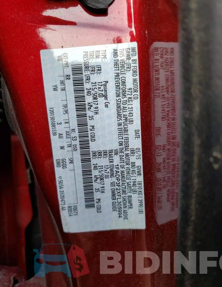 1FADP3F2XFL305994 Photo# 12