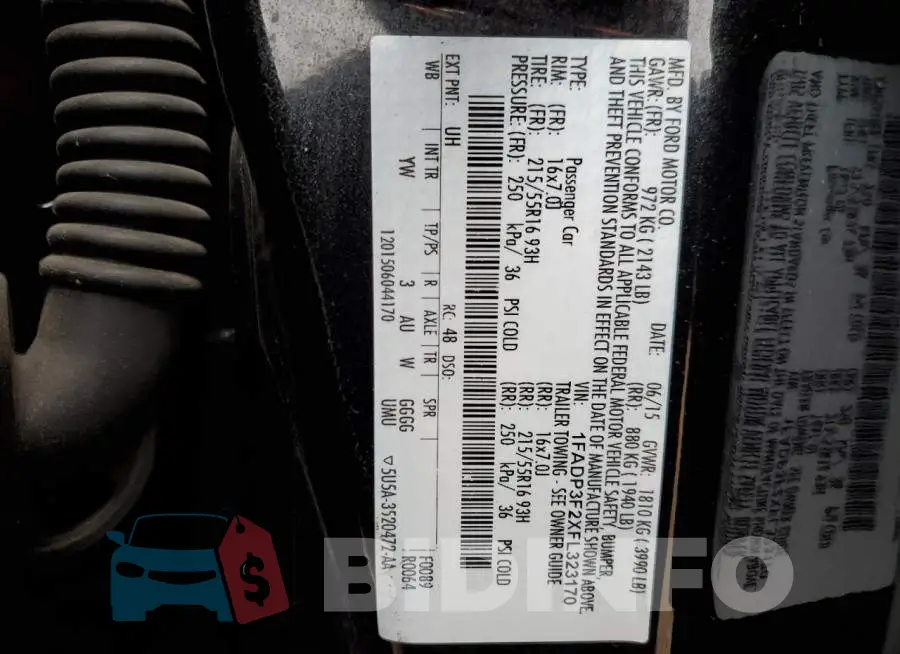 1FADP3F2XFL323170 Photo# 12