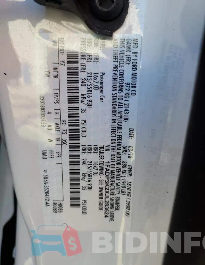 1FADP3K2XJL283624 Photo# 12
