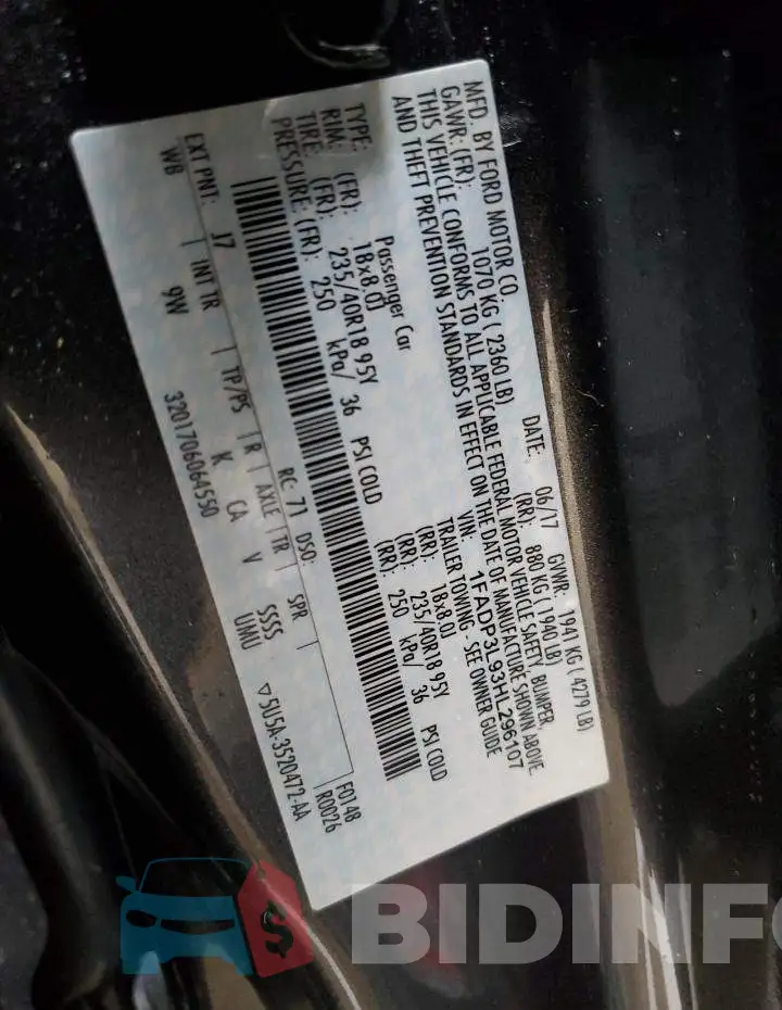 1FADP3L93HL296107 Photo# 13