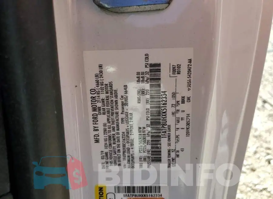 1FATP8UHXK5162334 Photo# 13