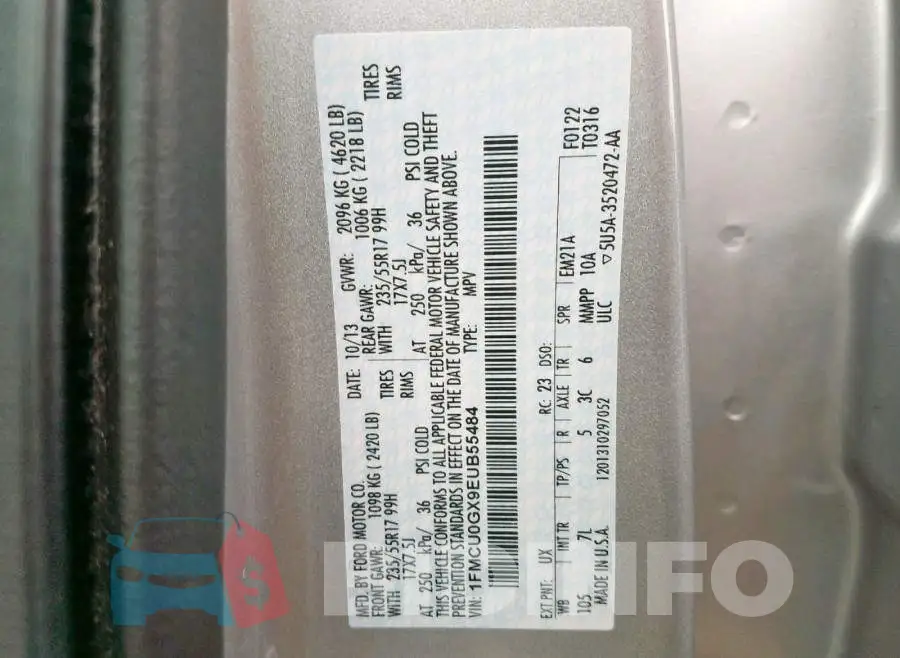 1FMCU0GX9EUB55484 Photo# 10