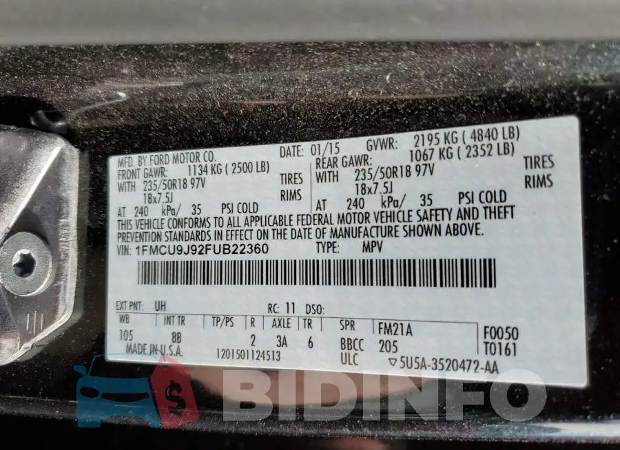 1FMCU9J92FUB22360 Photo# 14