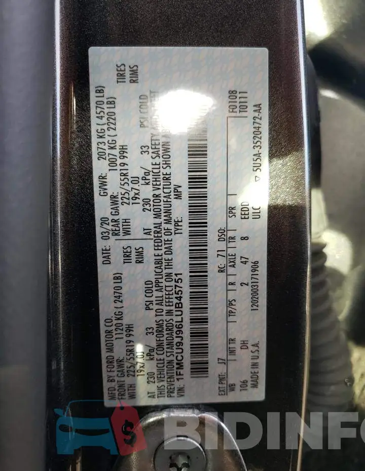 1FMCU9J96LUB45751 Photo# 10