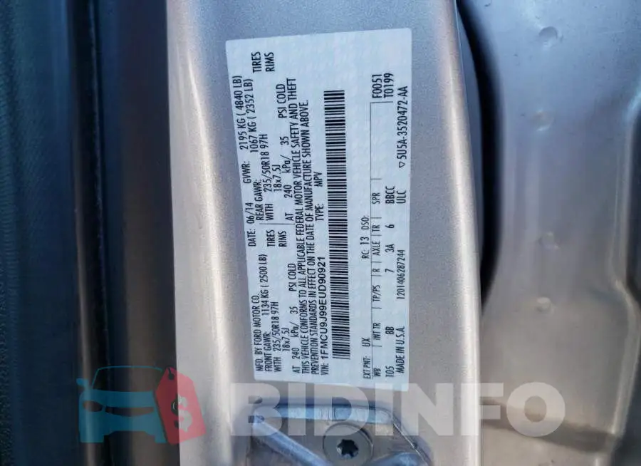 1FMCU9J99EUD90921 Photo# 13