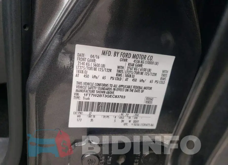 1FT7W2BT3GEC83703 Photo# 12