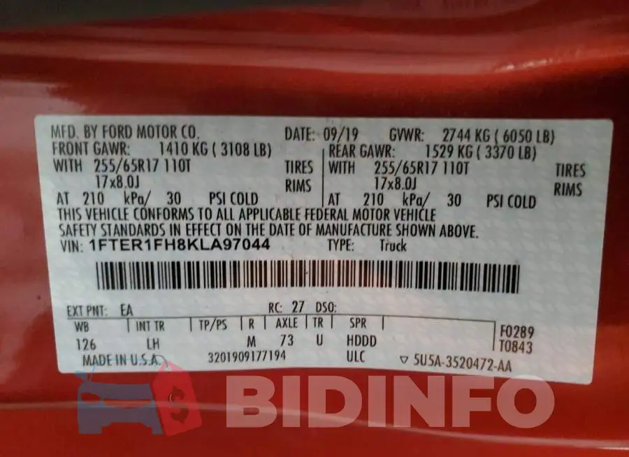 1FTER1FH8KLA97044 Photo# 12