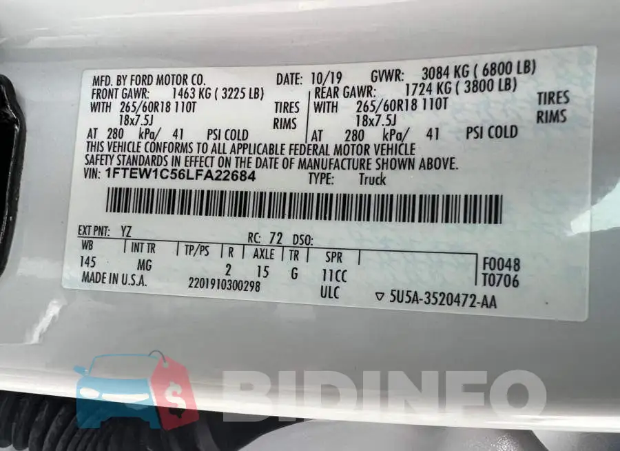 1FTEW1C56LFA22684 Photo# 10