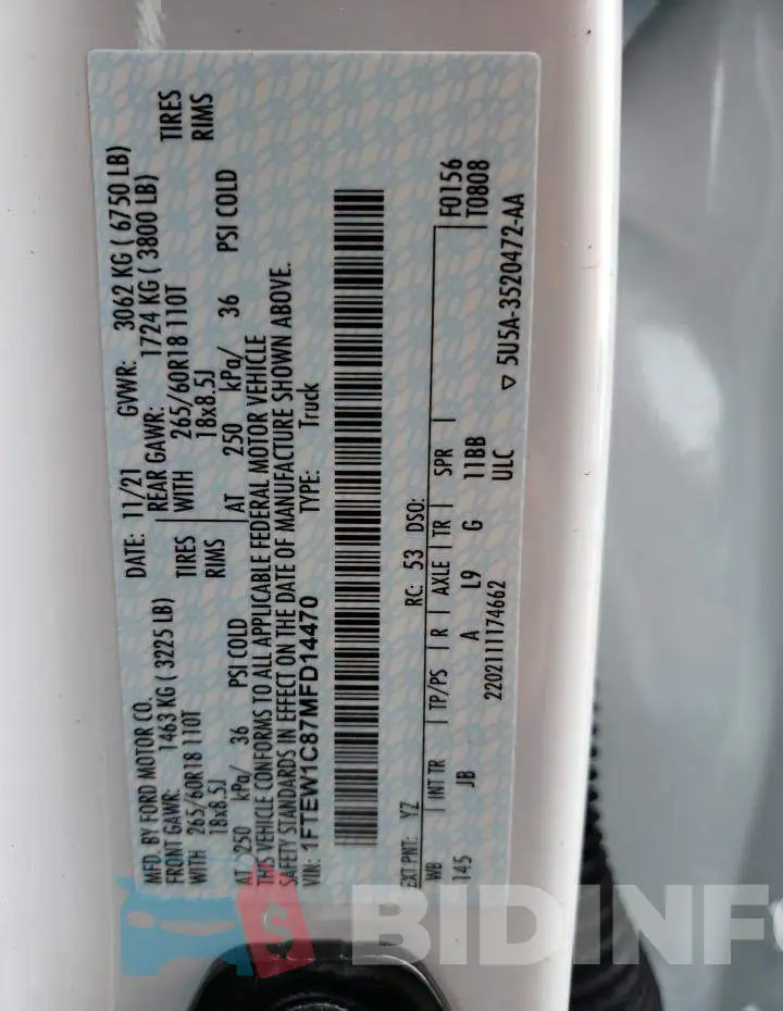 1FTEW1C87MFD14470 Photo# 10
