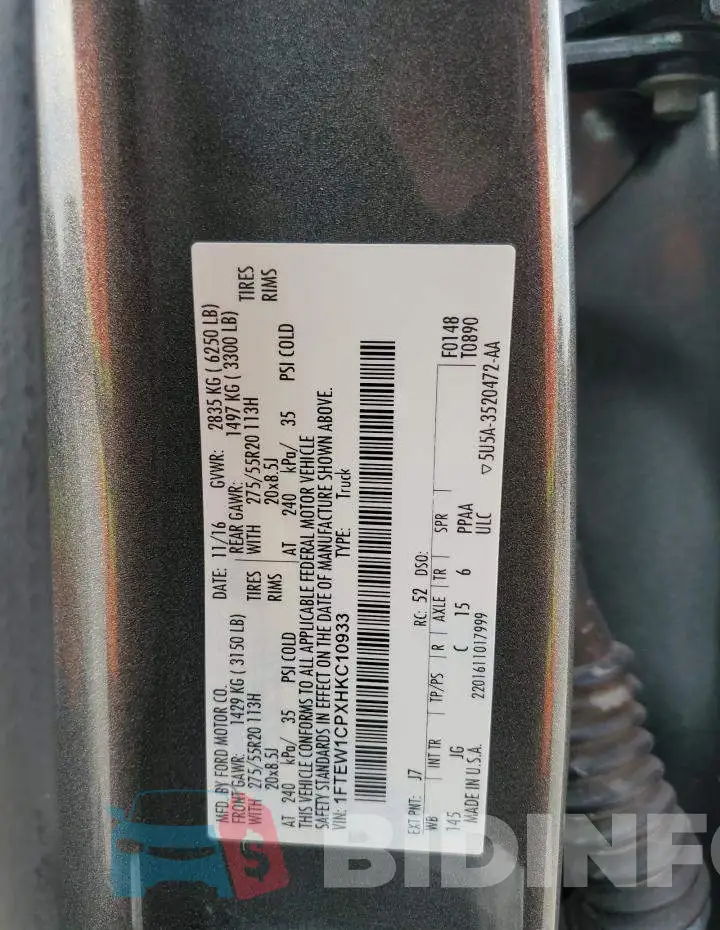 1FTEW1CPXHKC10933 Photo# 13