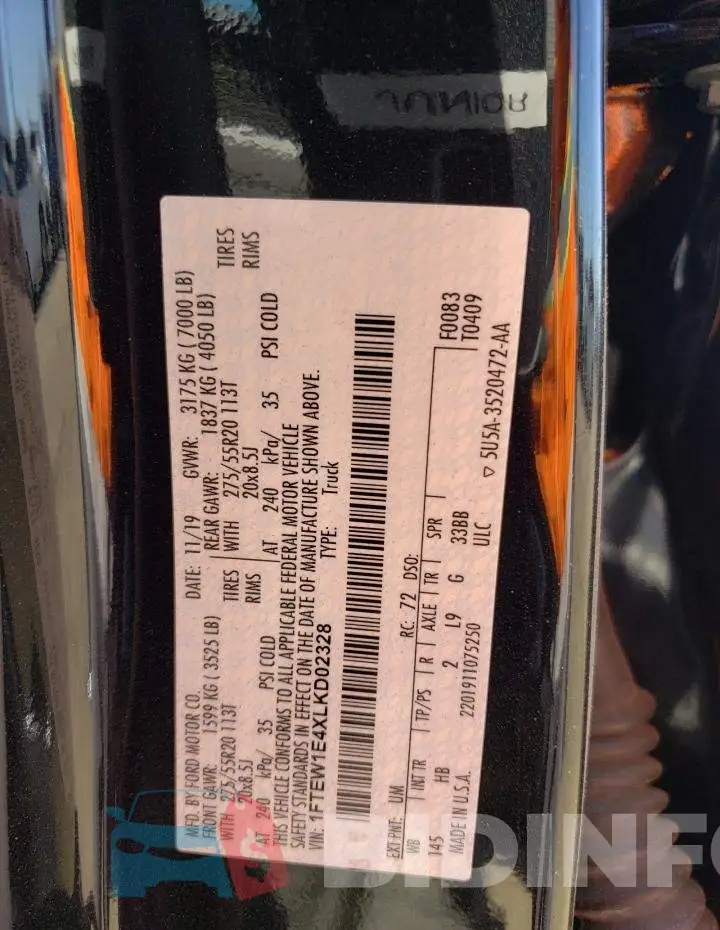 1FTEW1E4XLKD02328 Photo# 12