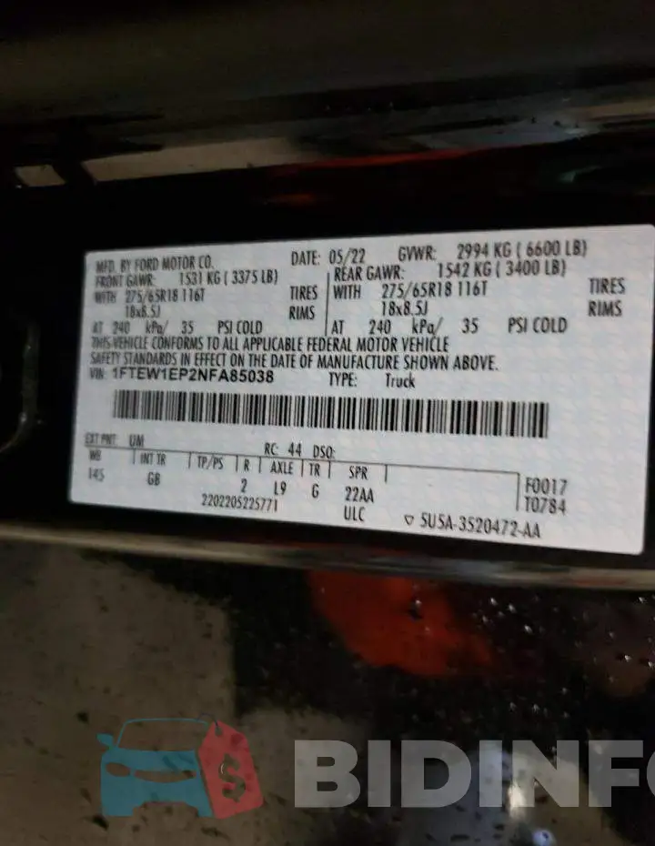 1FTEW1EP2NFA85038 Photo# 12