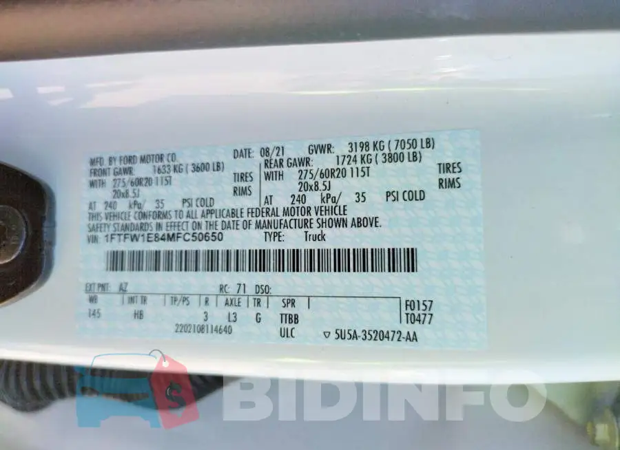 1FTFW1E84MFC50650 Photo# 10